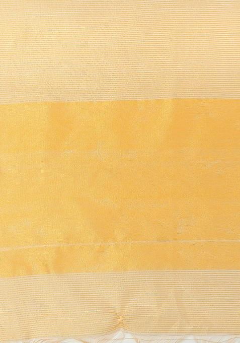 Women Yellow And Gold Toned Striped Dupatta