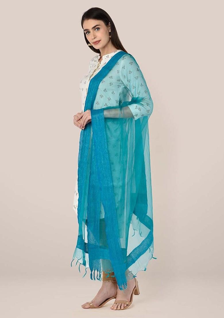 Organza Dupatta With Tasselled Border