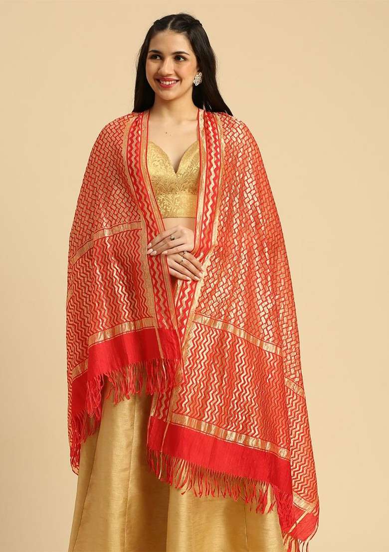 Woven Design Zari Dupatta - Indya