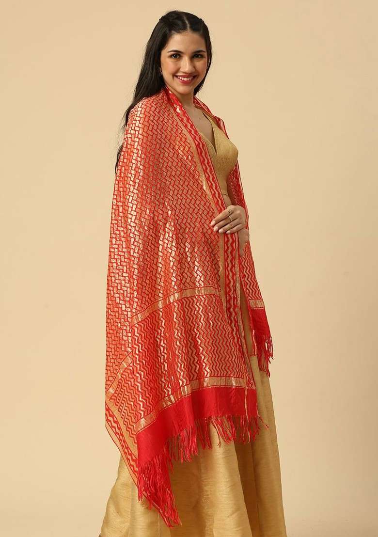 Woven Design Zari Dupatta - Indya