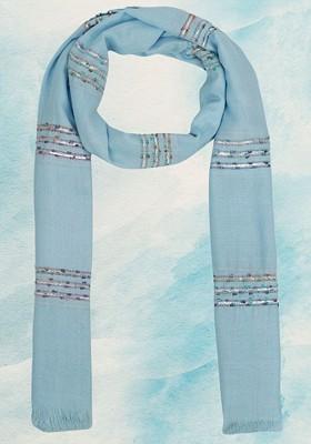 Women Woven Design Stole With Fringed Border