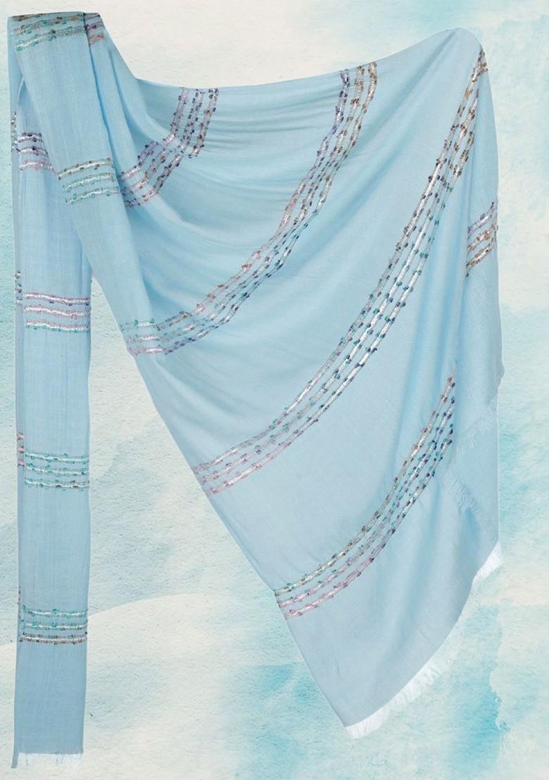 Women Woven Design Stole With Fringed Border