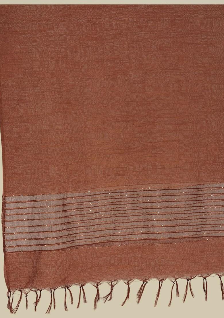 Women Woven Design Stole With Sequins Border