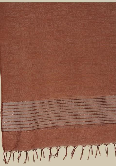 Women Woven Design Stole With Sequins Border