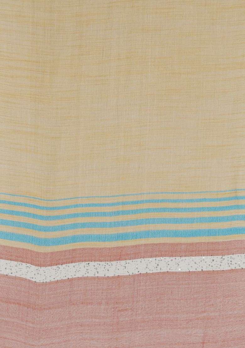 Women Colourblocked Frayed Stole - Indya