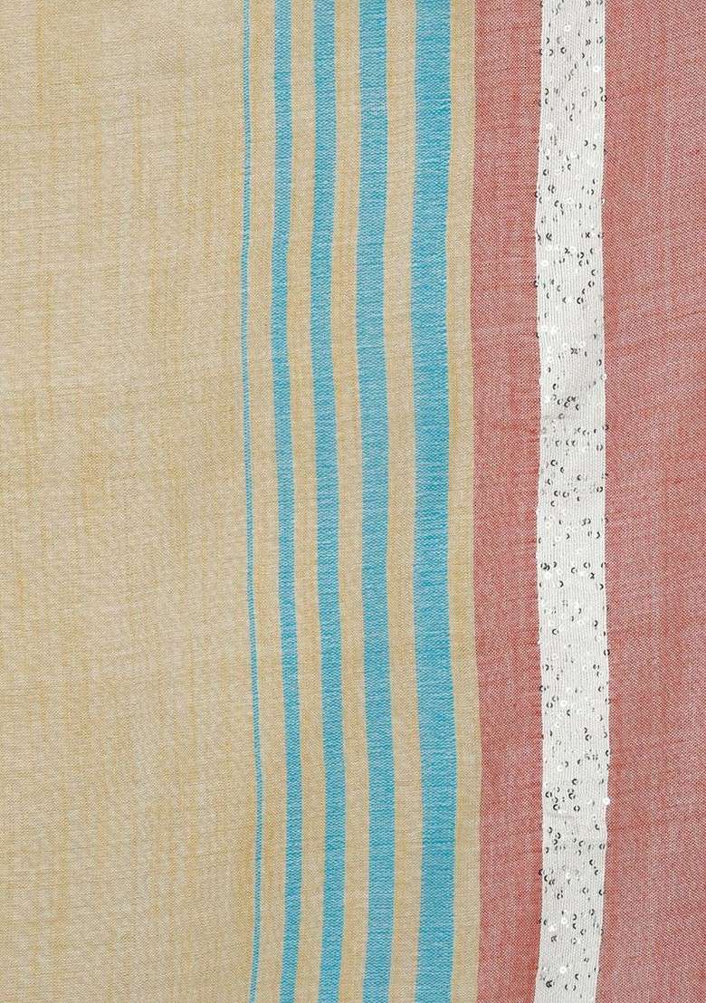 Women Colourblocked Frayed Stole - Indya