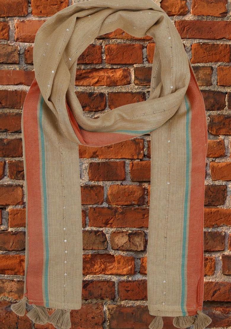 Women Woven Design Stole With Tasselled Border