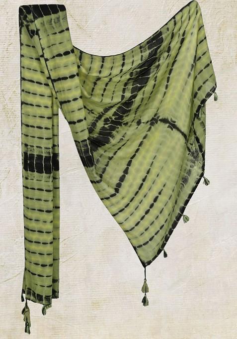 Women Dyed Abstract Stole With Tasselled Border
