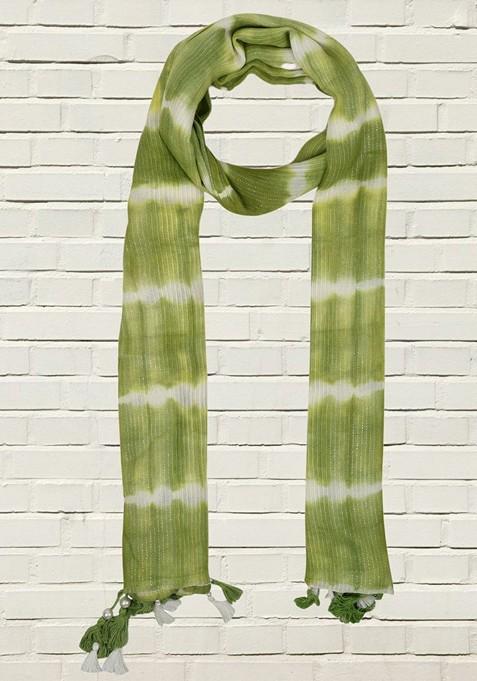 Women Dyed Abstract Stole With Tasselled Border