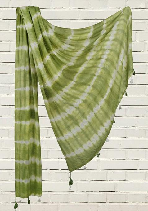 Women Dyed Abstract Stole With Tasselled Border