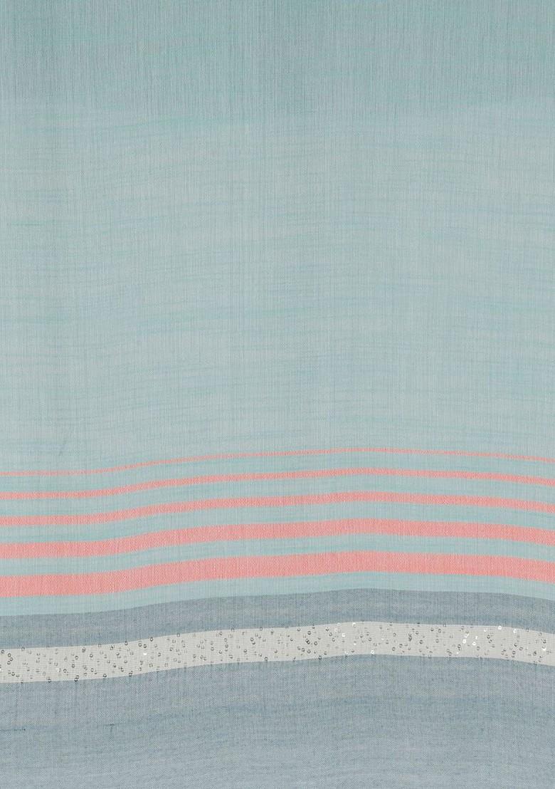 Women Striped Stole With Frayed Border