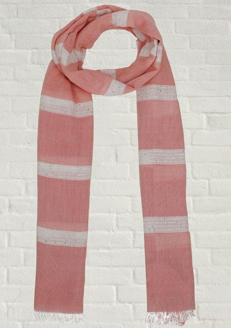 Women Woven Design Striped Stole