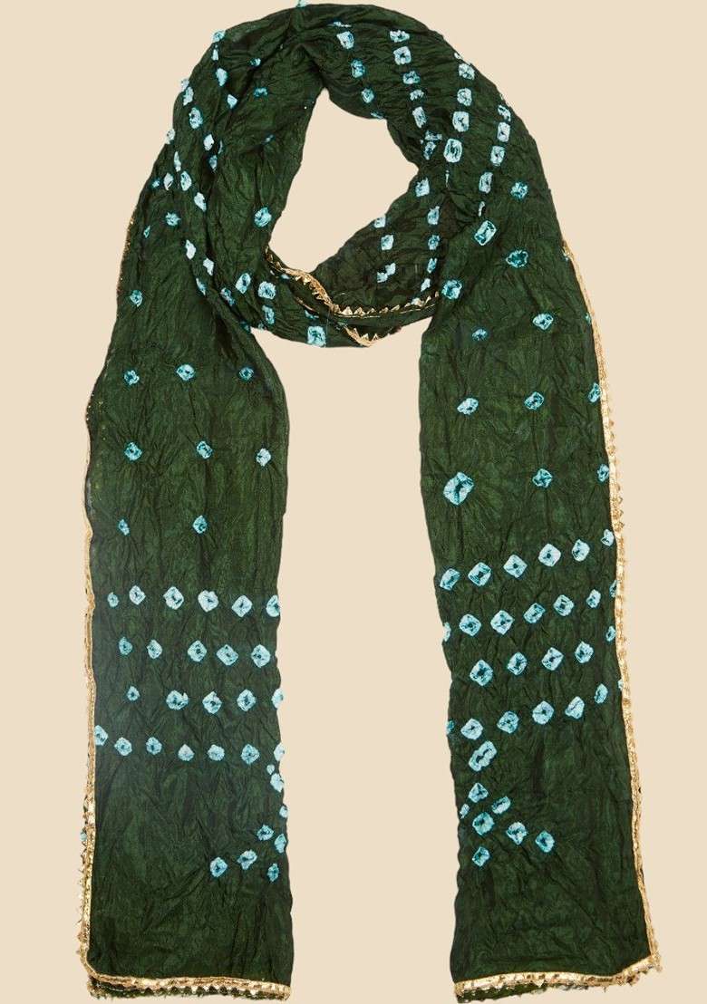 Women Bandhani Printed Taped Border Stole - Indya
