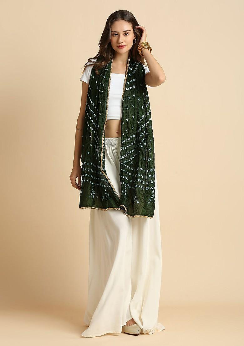 Women Bandhani Printed Taped Border Stole