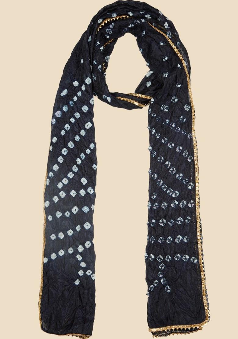 Women Bandhini Stole With Lace