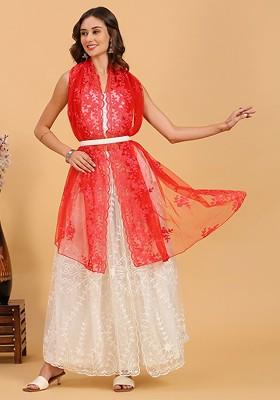 Embroidered Net Dupatta