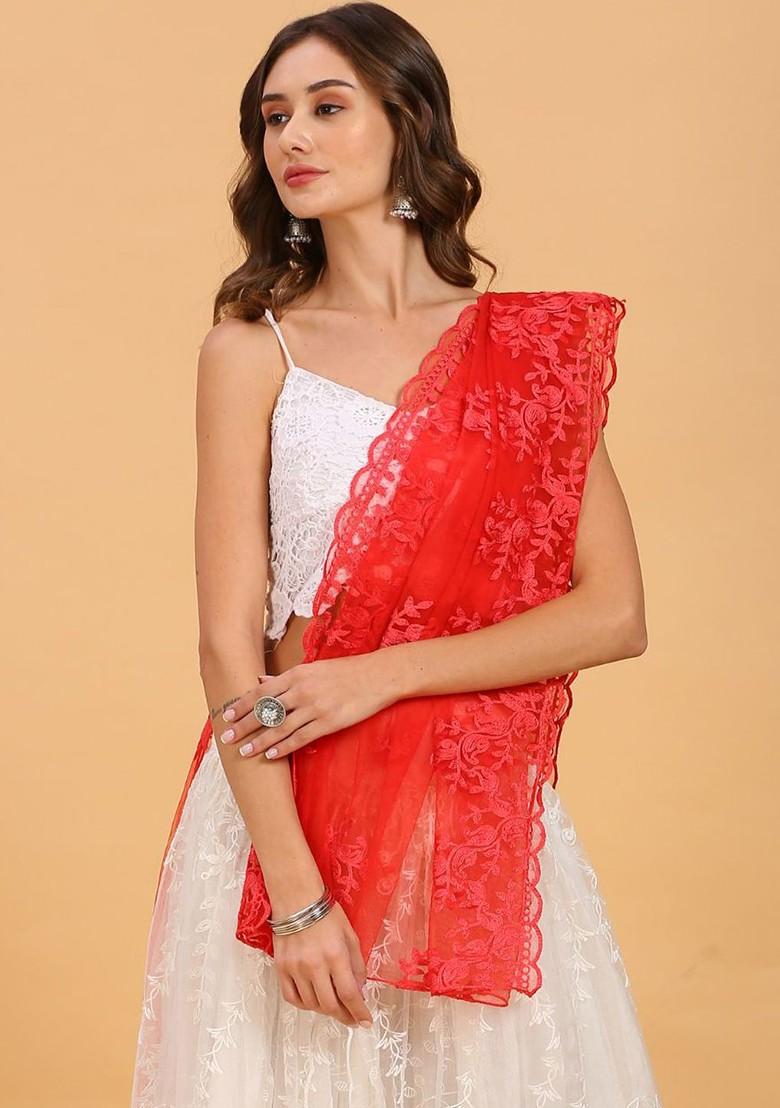 Embroidered Net Dupatta