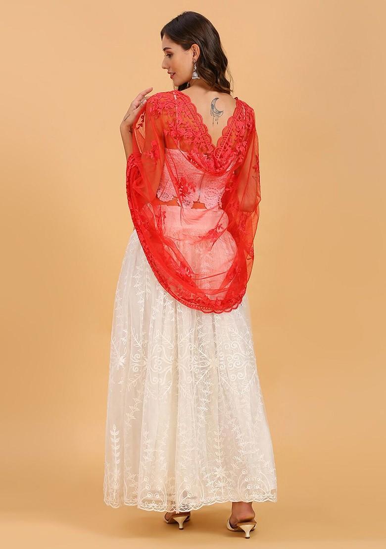Embroidered Net Dupatta