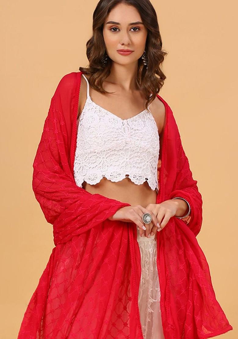 Embroidered Chiffon Dupatta