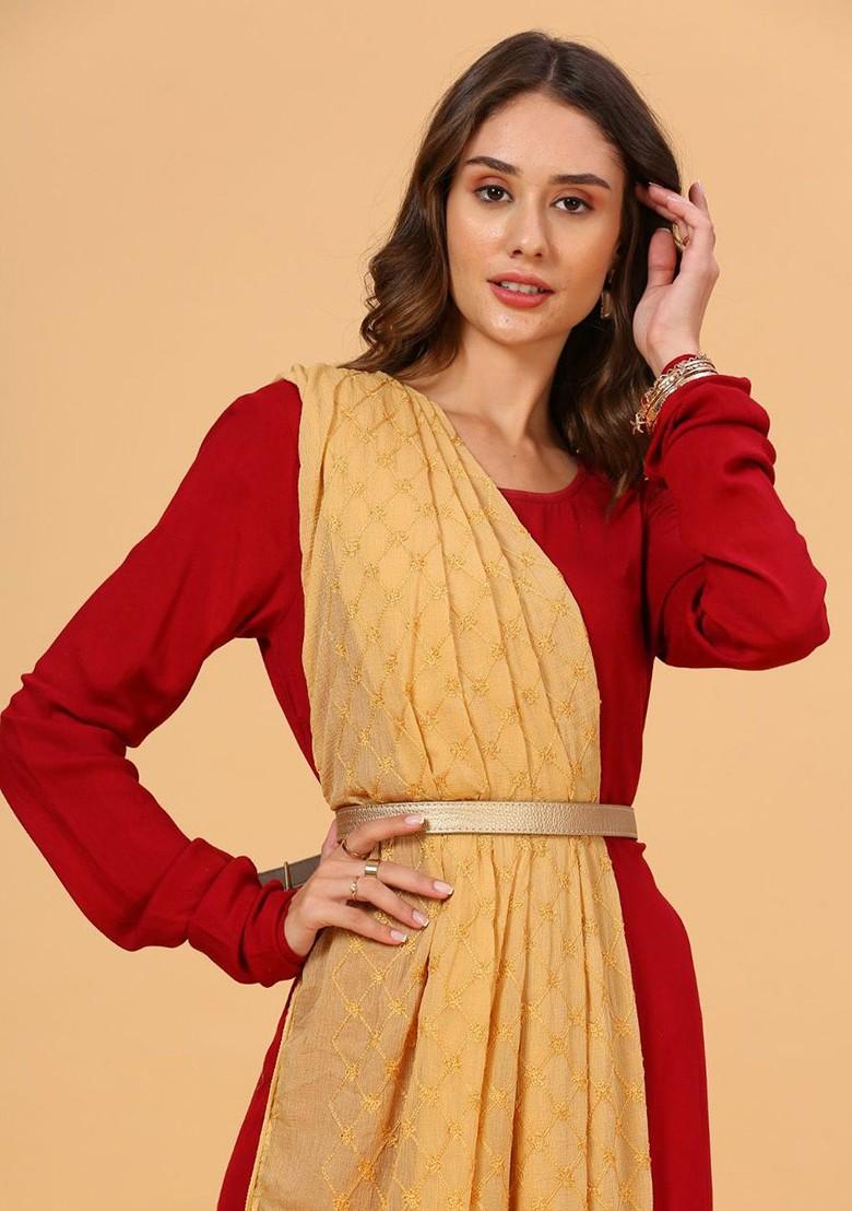 Embroidered Chiffon Dupatta