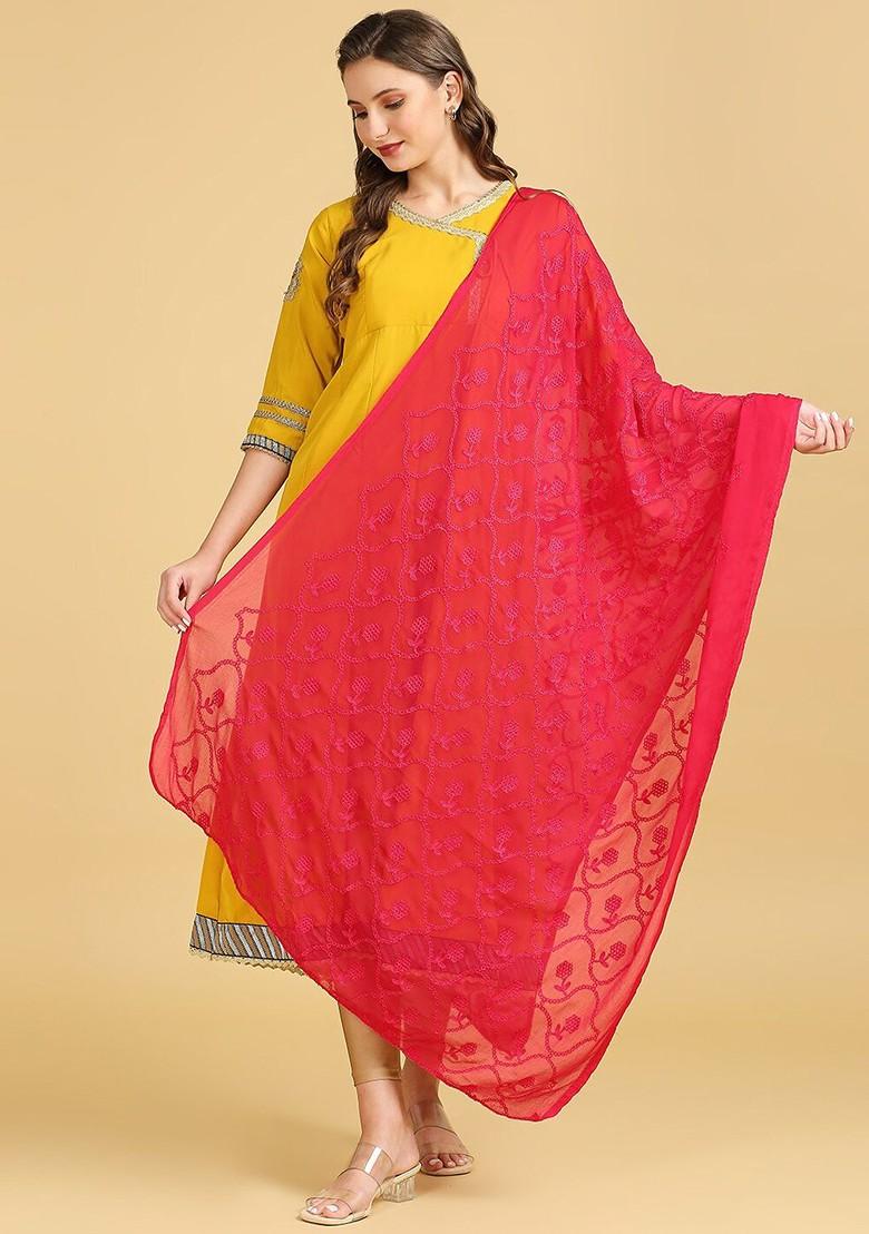 Floral Embroidered Thread Work Dupatta