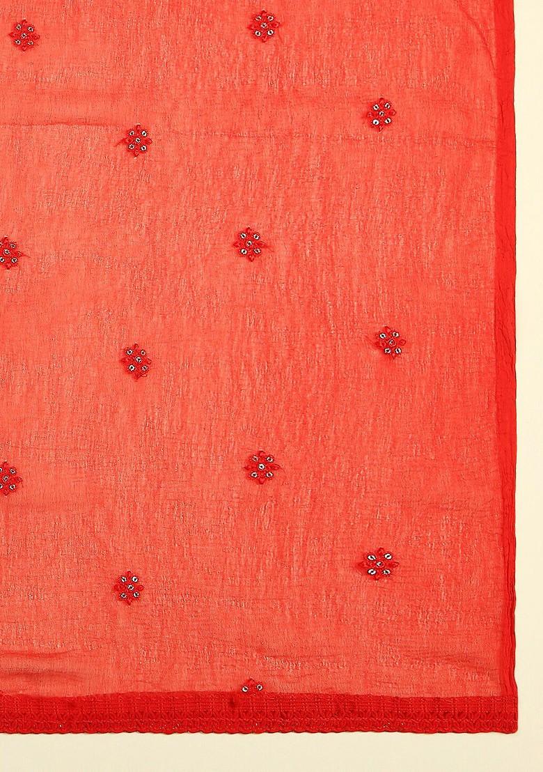 Floral Embroidered Sequinned Dupatta