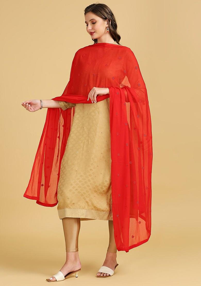Floral Embroidered Sequinned Dupatta