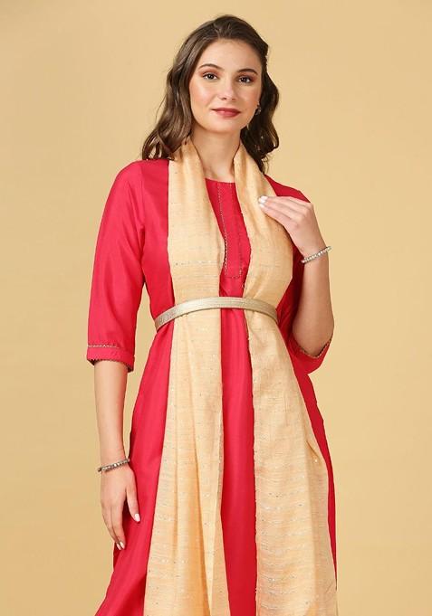 Sequinned Cotton Silk Dupatta