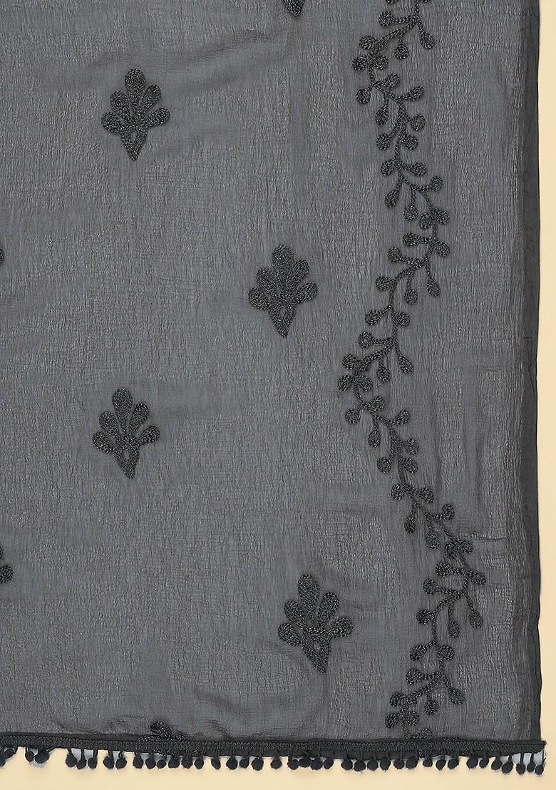 Ethnic Motifs Embroidered Chiffon Dupatta