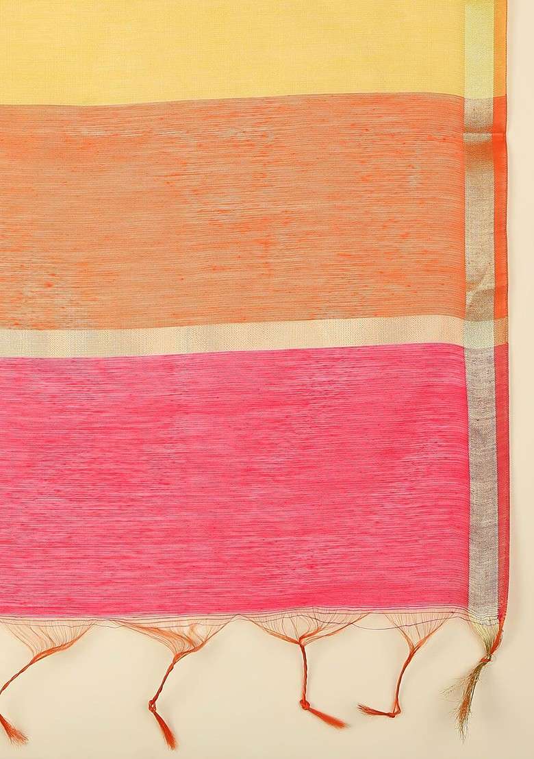Striped Zari Cotton Silk Dupatta - Indya