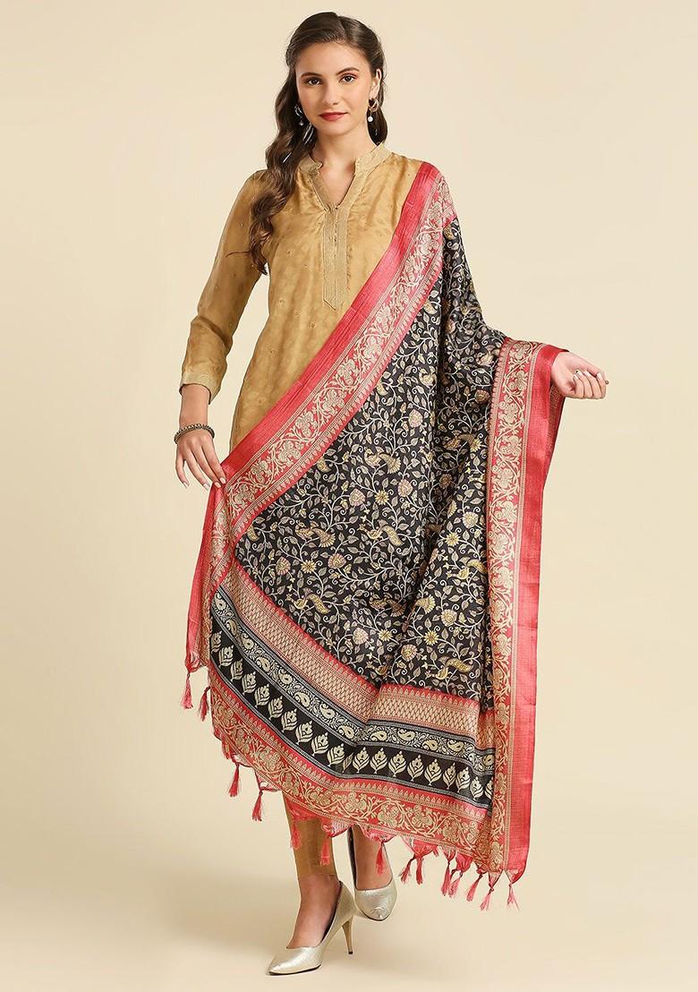 Floral Printed Art Silk Dupatta