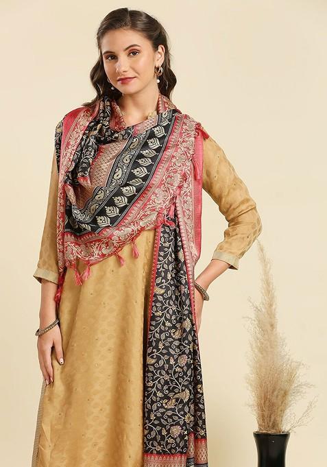Floral Printed Art Silk Dupatta
