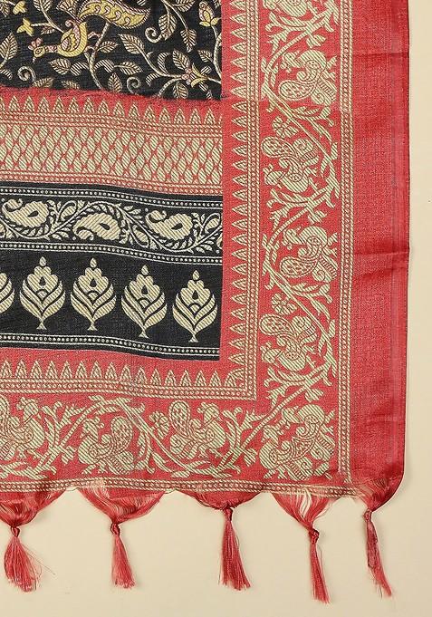 Floral Printed Art Silk Dupatta