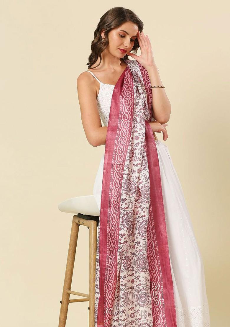 Warli Printed Art Silk Dupatta