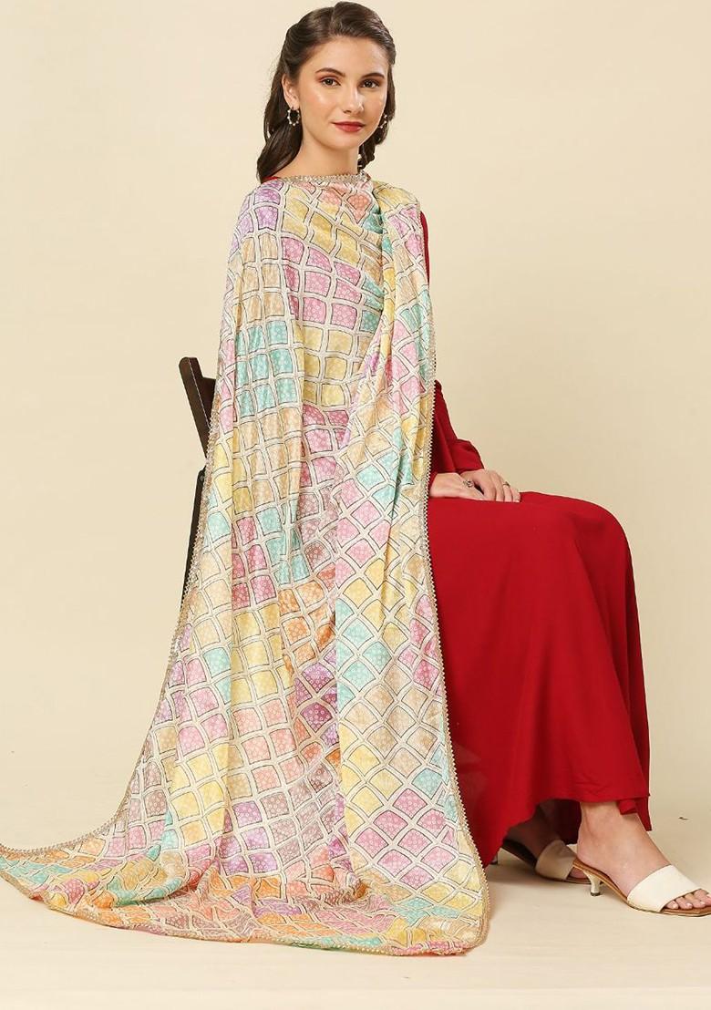 Bandhani Printed Dupatta With Gotta Patti