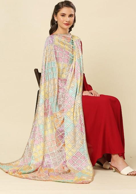 Bandhani Printed Dupatta With Gotta Patti