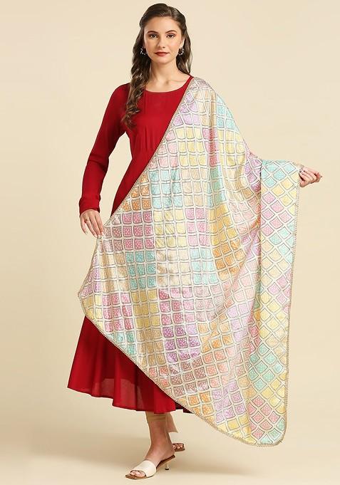 Bandhani Printed Dupatta With Gotta Patti
