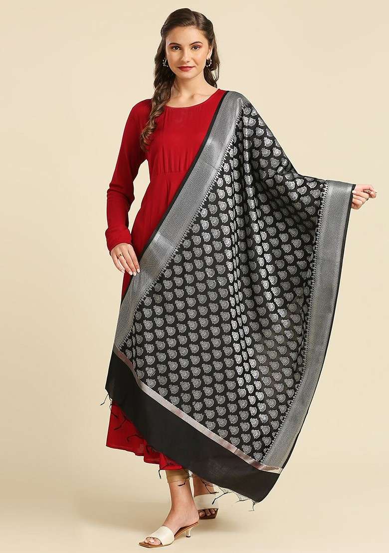 Ethnic Motifs Woven Design Dupatta With Zari - Indya