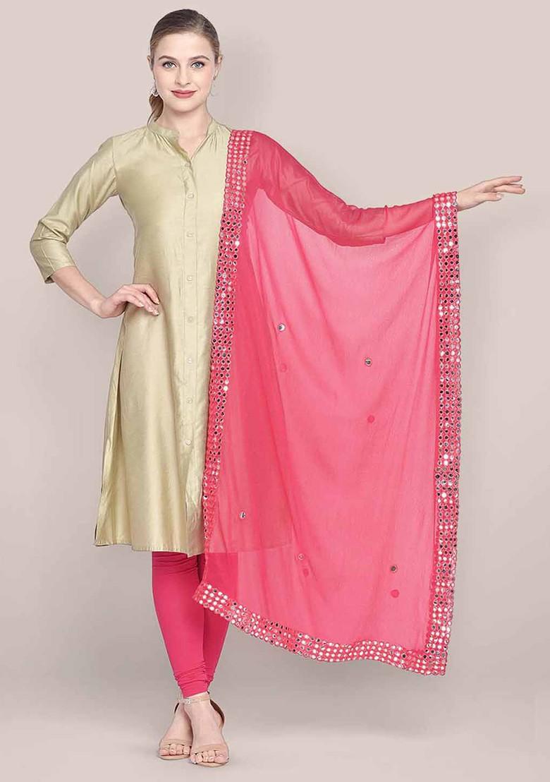 Embroidered Dupatta With Mirror Work