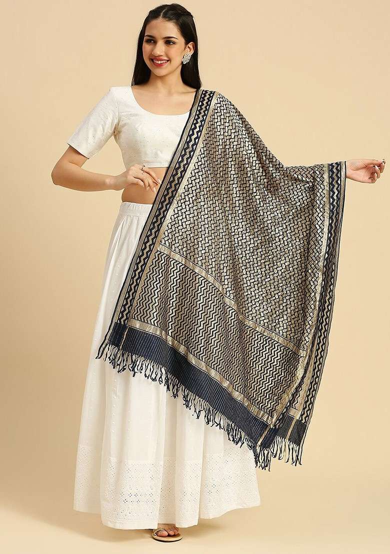 Ethnic Motifs Woven Design Dupatta With Zari - Indya