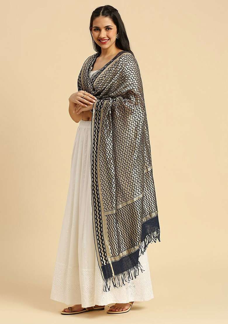 Ethnic Motifs Woven Design Dupatta With Zari - Indya