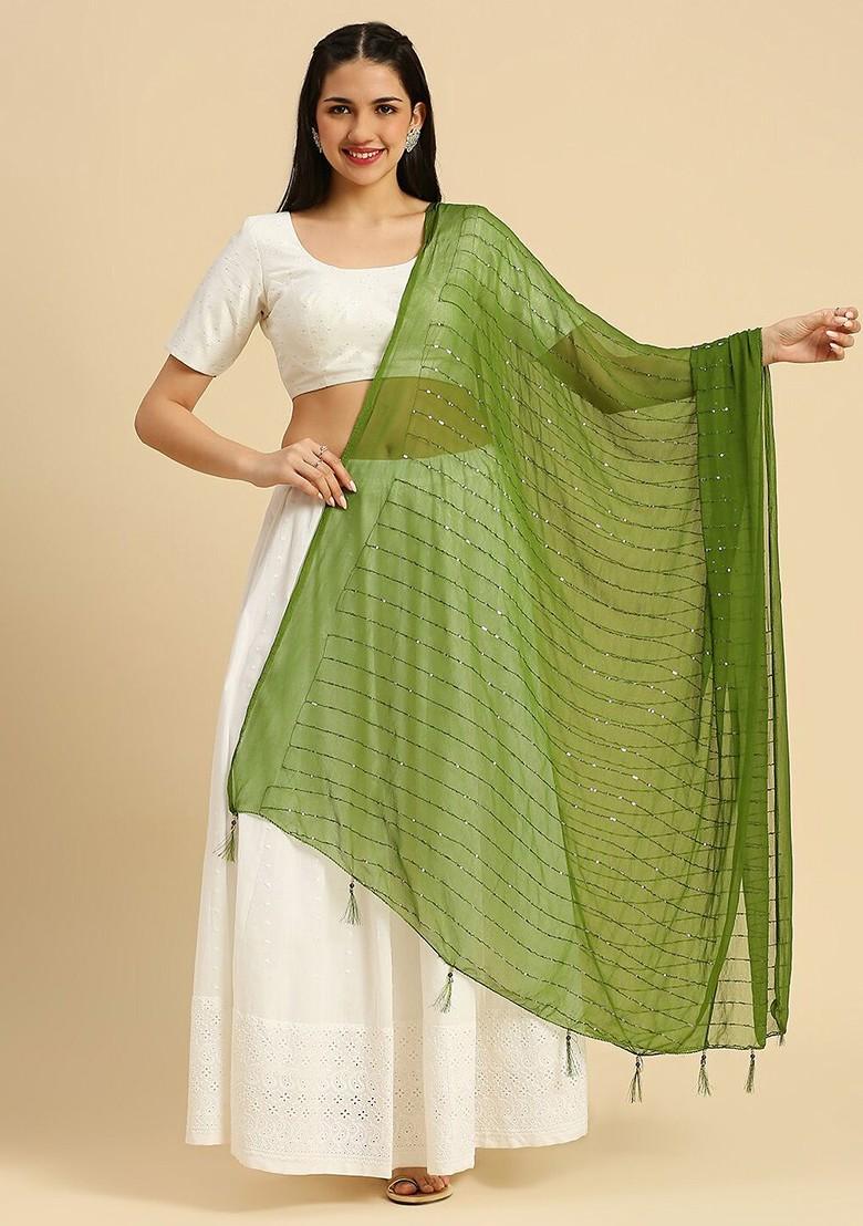 Striped Sequinned Chiffon Dupatta