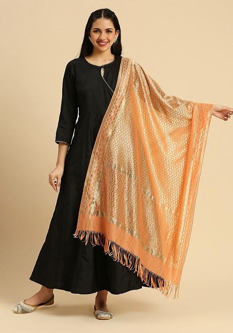 Ethnic Motifs Woven Design Dupatta With Zari