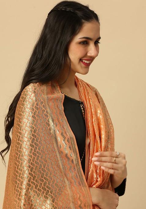 Ethnic Motifs Woven Design Dupatta With Zari