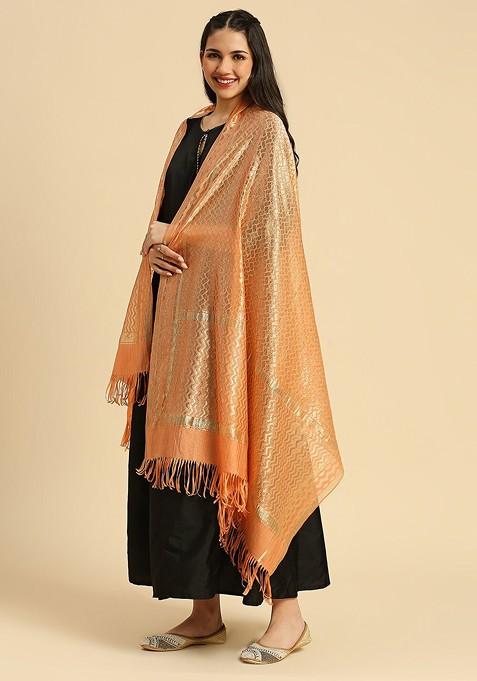 Ethnic Motifs Woven Design Dupatta With Zari
