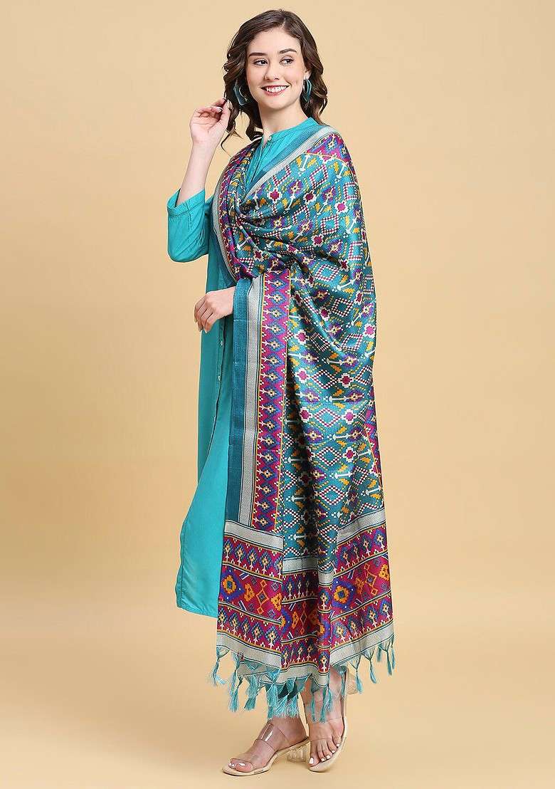 Ethnic Motifs Printed Art Silk Dupatta - Indya
