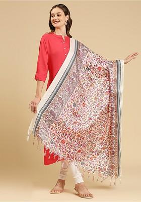 Floral Printed Art Silk Dupatta