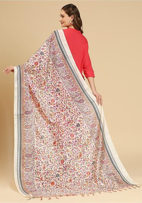 Floral Printed Art Silk Dupatta