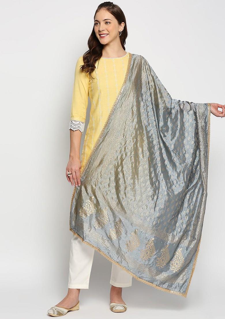 Printed Khari Print Silk Dupatta With Zari