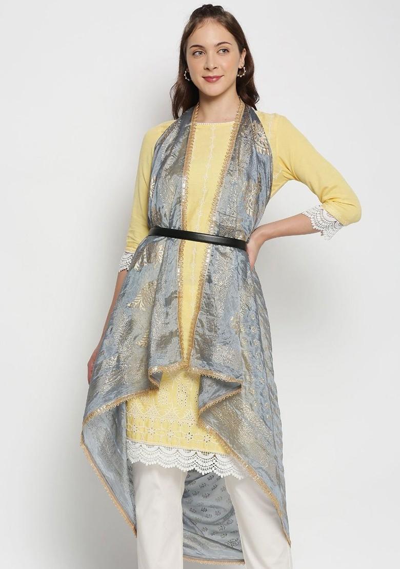 Printed Khari Print Silk Dupatta With Zari